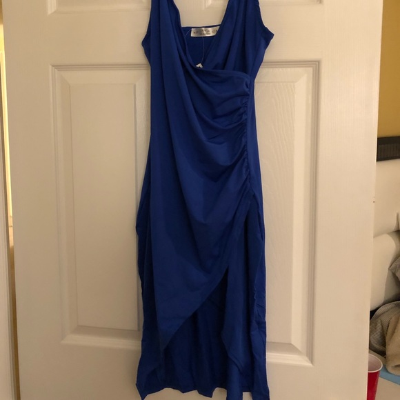 Sexy Deep V Neck Bodycon Wrap Dress Front Slit - Picture 4 of 4